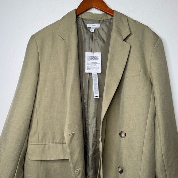 Topshop Blazer Oversized Asymmetrical Professional Business Jacket Size 6 - Picture 14 of 16